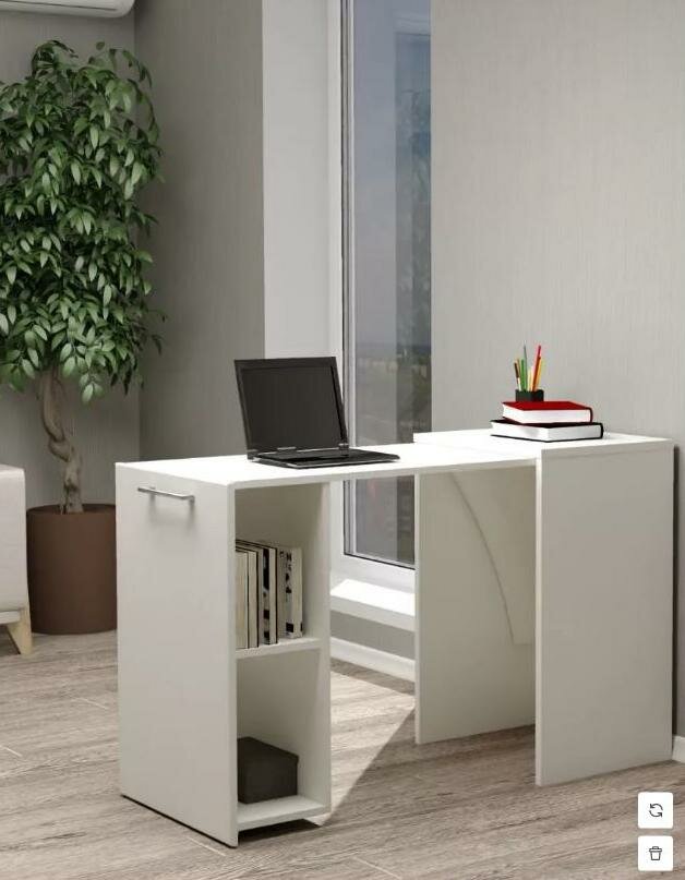 фото Стол письменный трансформер белый с полками