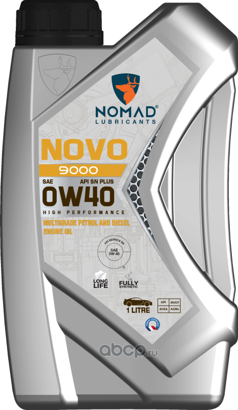 Моторное масло Nomad Novo 9000 0W-40 API SN PLUS ACEA A3/B4, 1л