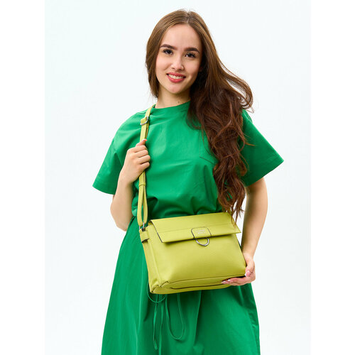 Сумка мессенджер Coveri World, фактура зернистая, желтый, зеленый
