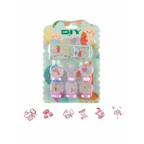 Печать цветная Зайка набор 6 шт штемпельная подушка 518₽