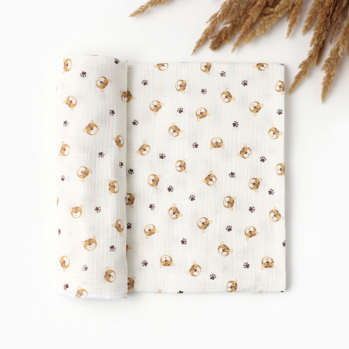 Пеленка двухслойная Крошка Я "Animal" 130х100см муслин100 % хлопок