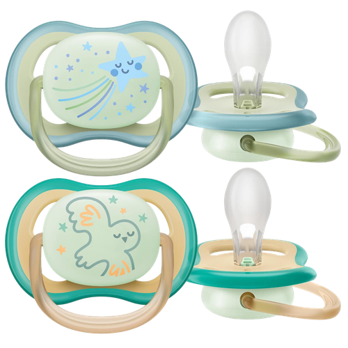 Philips Avent Пустышка светящаяся Ultra Air Night SCF37618 в комплекте с футляром для хранения и стерилизации 0-6 мес 2 шт 911₽