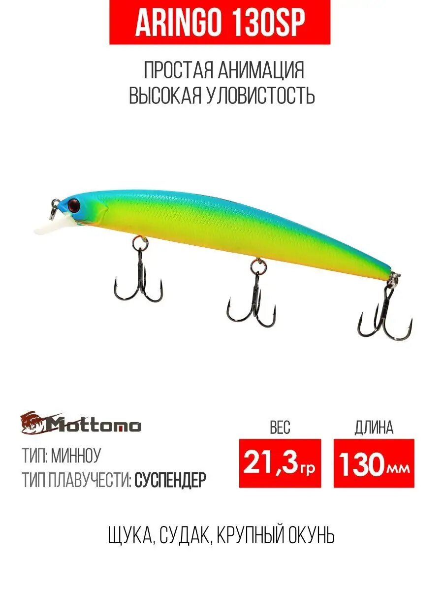 Воблер для рыбалки Mottomo Aringo 130SP 21,3g, для спиннинга. Приманка на щуку