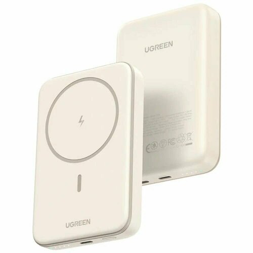 Внешний аккумулятор магнитный UGREEN PB561 (25208) 10000mAh Magnetic Wireless Power Bank. Цвет: бежевый бежевый, белый