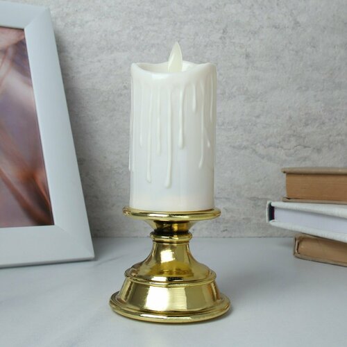 Свеча светодиодная в подсвечнике 16 см подвижный фитиль 445₽