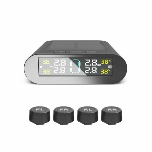 Система контроля давления в шинах TPMS, Беспроводная автоматическая система контроля яркости, на солнечной батарее, 4 датчика, аксессуары для украшения, 4-External Sensor