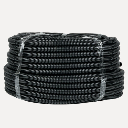 Изображение товара Труба гофрированная ПНД с протяжкой d25 мм (75 метров), черная, EKF-Plast