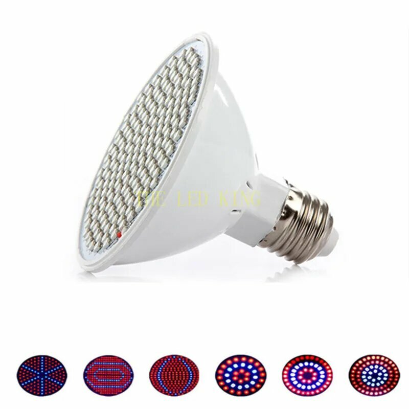 Лампа светодиодная полного спектра для выращивания растений, Е27, 1 шт, 60LEDs 7W