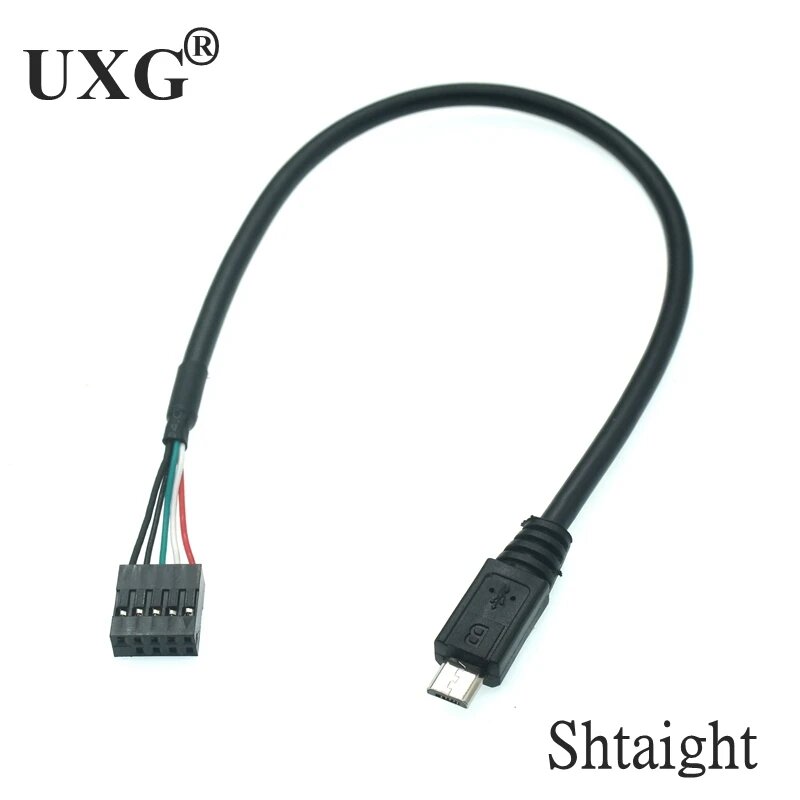 Материнская плата для ПК 9P к Micro USB к DuPont 2,54 мм 5Pin DuPont USB к Micro USB шнуру для передачи данных из алюминиевой фольги + Плетеный сетчатый кабель, ST, 0,3 м