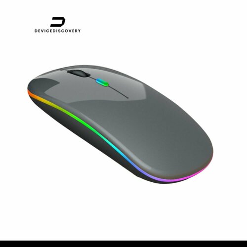 Мышь беспроводная оптическая, бесшумная, LED-подсветка, металлик