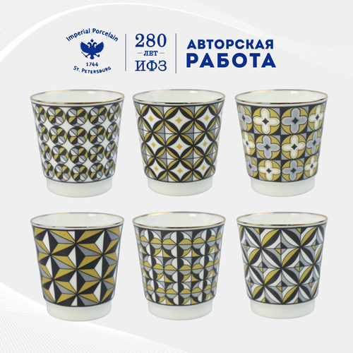 Подарочный набор стопок 6 шт 70 мл Форма Сувенирная 1 рисунок Elegant Костяной фарфор Императорский фарфоровый завод ИФЗ ЛФЗ 15339₽