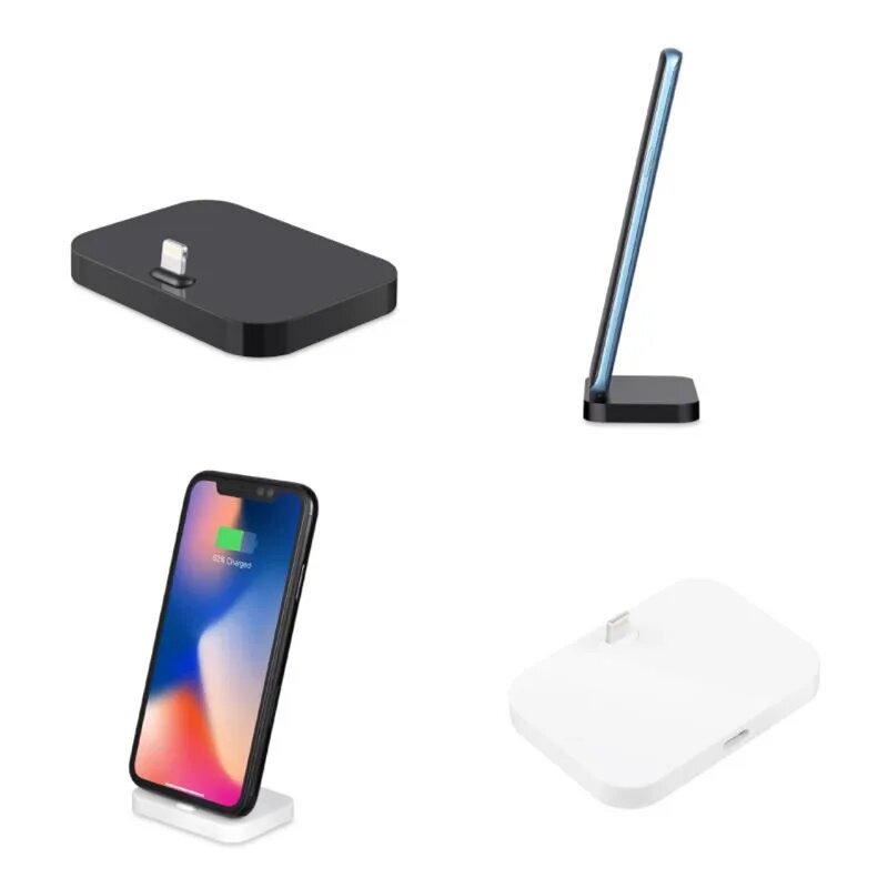 Док-станция для мобильного телефона, док-станция Dex, зарядная станция для iphone 5 6s 7 8 11 13 Pro, подставка с зарядным устройством, держатель для настольного телефона, Black B — фото 1