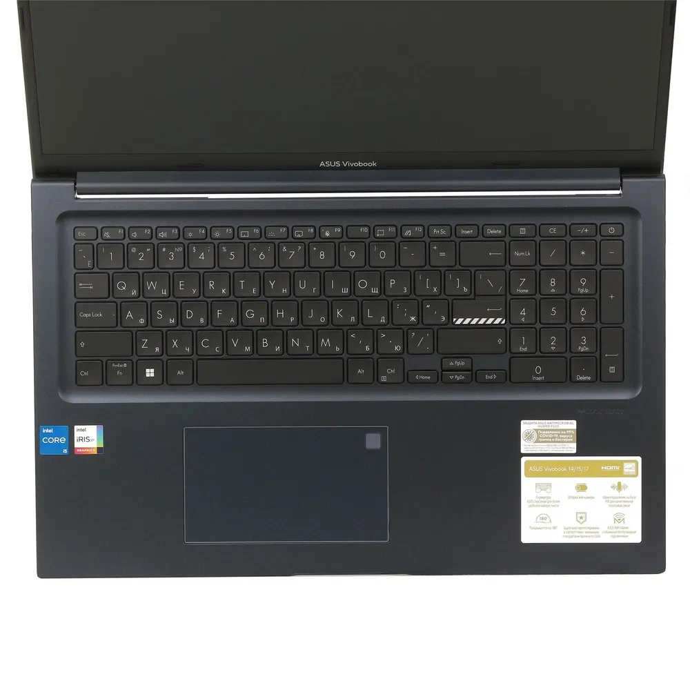17.3" Ноутбук ASUS VivoBook 17X, IPS, Intel Core i7-1255U (4.70 ГГц), RAM 24 ГБ, SSD 1 ТБ, Intel Iris Xe Graphics G7, Windows Pro + Office 2021, Русская раскладка — фото 1