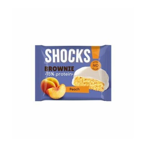 FitnesShock SHOCKS Брауни протеиновый (50 г) вкус - персик, без сахара