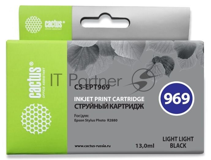 Картридж струйный Cactus CS-EPT969 светло-серый для Epson Stylus Photo R2880 (13ml)
