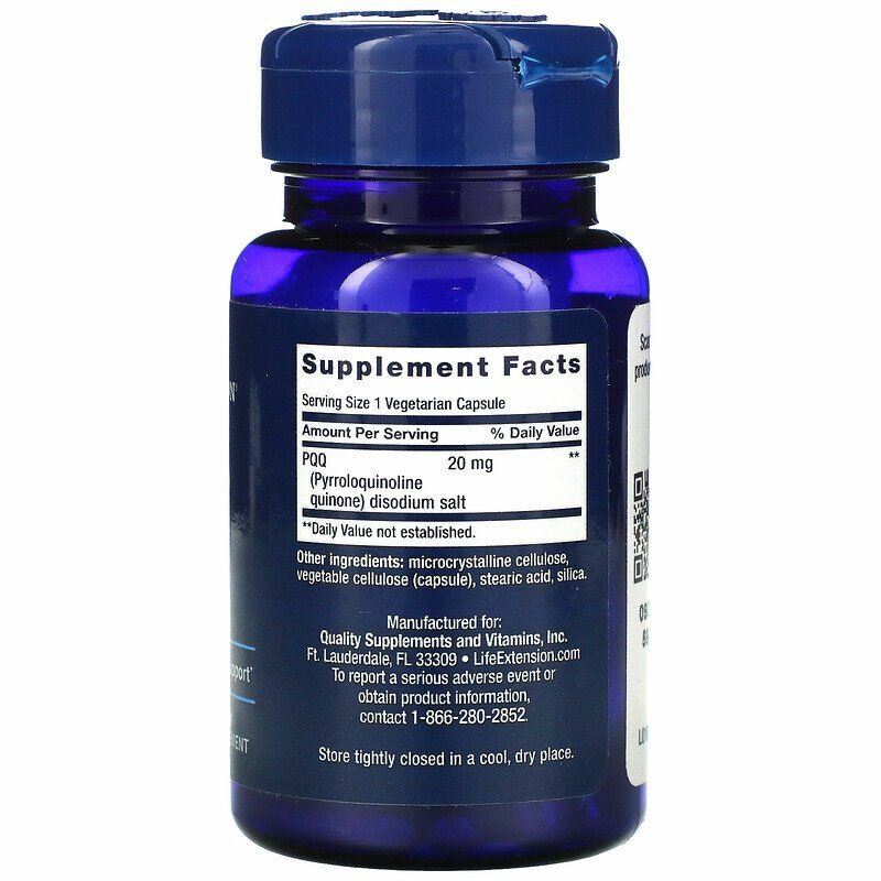 Антиоксиданты Life Extension, PQQ 20 mg, B14, 30 растительных капсул, Антиоксидант для энергии, похудения и иммунитета