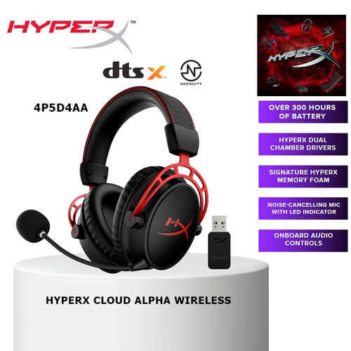 Гарнитура игровая беспроводная HyperX Cloud Alpha 4P5D4AA DTS Headphone X Spatial Audio шумоподавление 19241₽