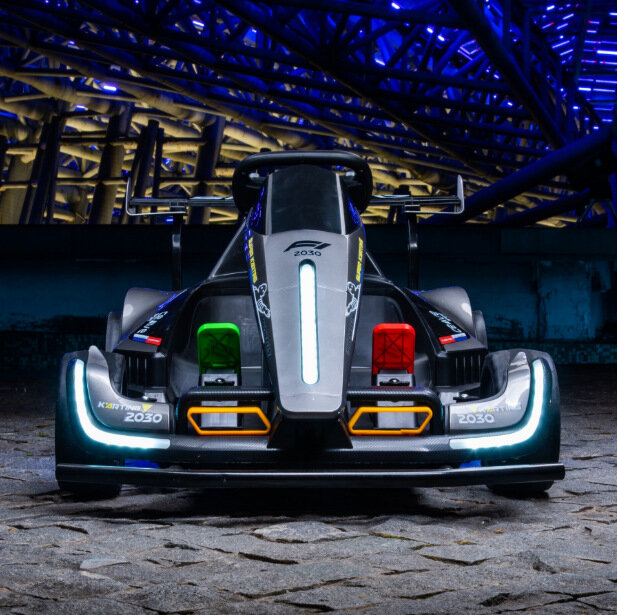 Детский электромобиль Kart 2030, дрифт, перезаряжаемый, 24В/14, серый
