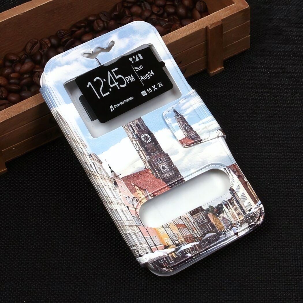 Чехол универсальный для смартфонов 5.3"-5.8", эко-кожа, защита и подставка