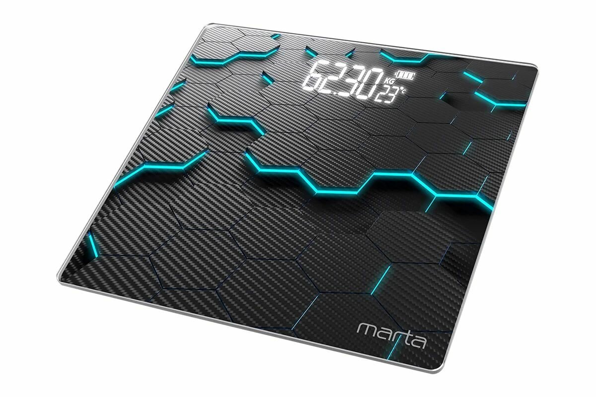 Напольные диагностические весы MARTA MT-SC3605 голубые соты, LED дисплей, умные с Bluetooth 39019