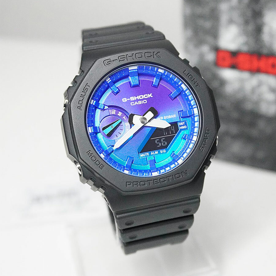 Наручные часы CASIO G-Shock, черный, фиолетовый, синий — фото 1