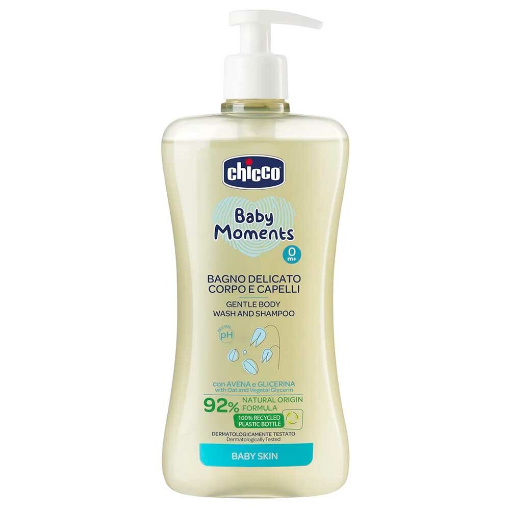 Пена-шампунь Chicco Baby Moments, без слез, с рождения, гипоаллергенный, для тела и волос, 500мл