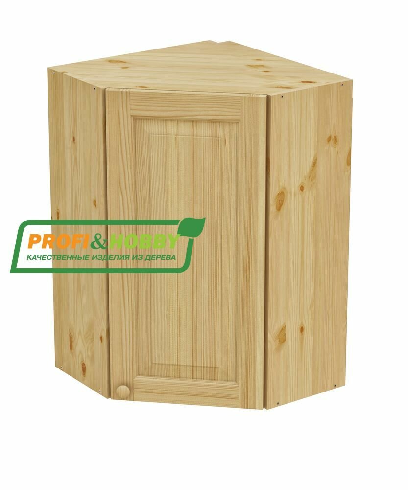 Кухонный модуль навесной шкаф угловой 60х60х90см 100% массив сосны бесцветный лак