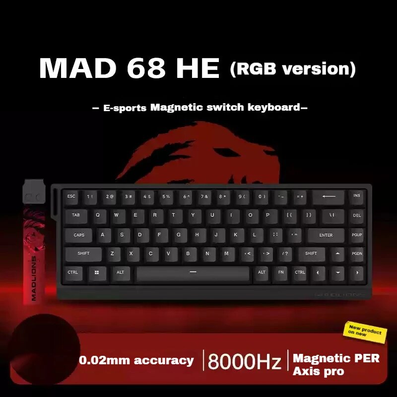 MADLIONS MAD60/MAD68 механическая клавиатура 68 клавиш, MAD68 Black RGB, Magnetic Switch