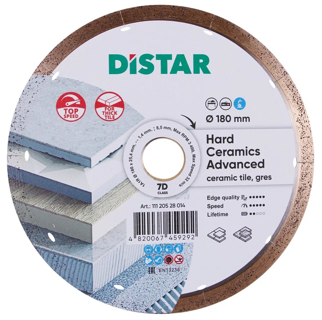Диск алмазный отрезной Di-Star 1A1R Hard ceramics Advanced 11120528014 180 мм 1