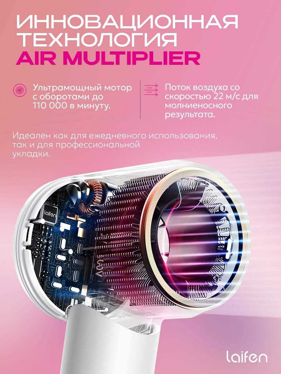 Фен для волос Laifen SWIFT Premium, 1500 Вт, ионизация, Бело-золотой — фото 1