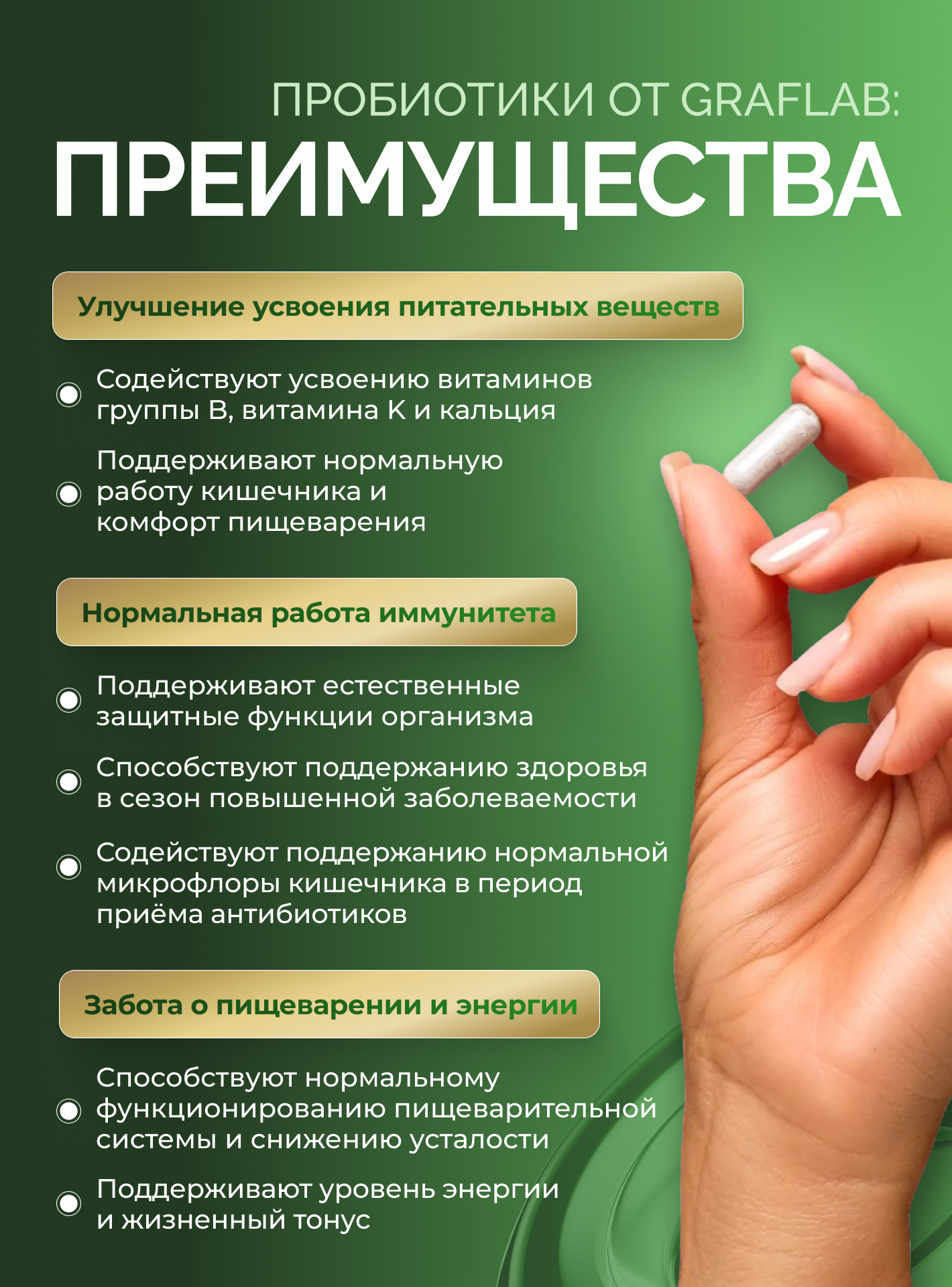 Пробиотики И Пребиотики Пробиотики и пребиотики комплекс для кишечника GraFLab, 60 капсул