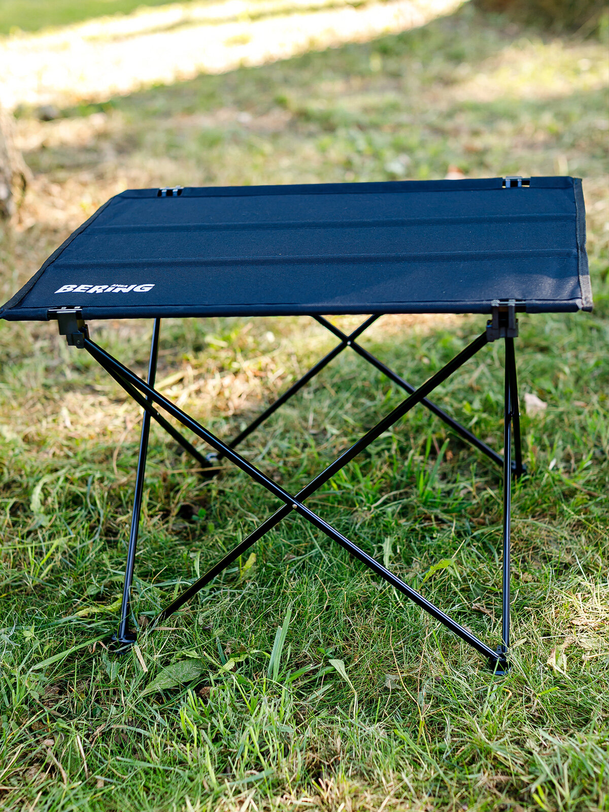 Стол туристический складной AMEA BERING черный металлический каркас легкий черная водонепроницаемая столешница