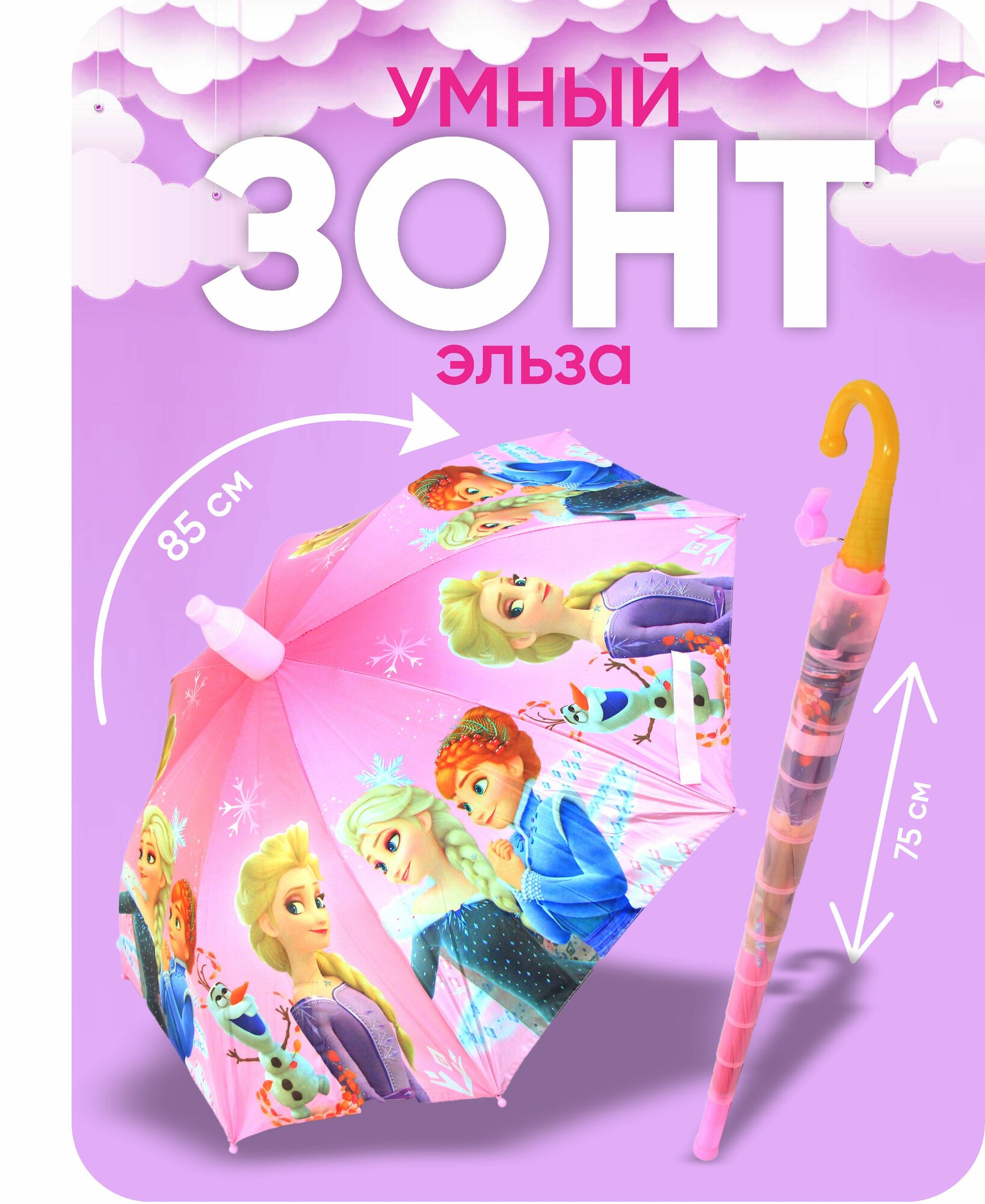 Зонт-трость , розовый
