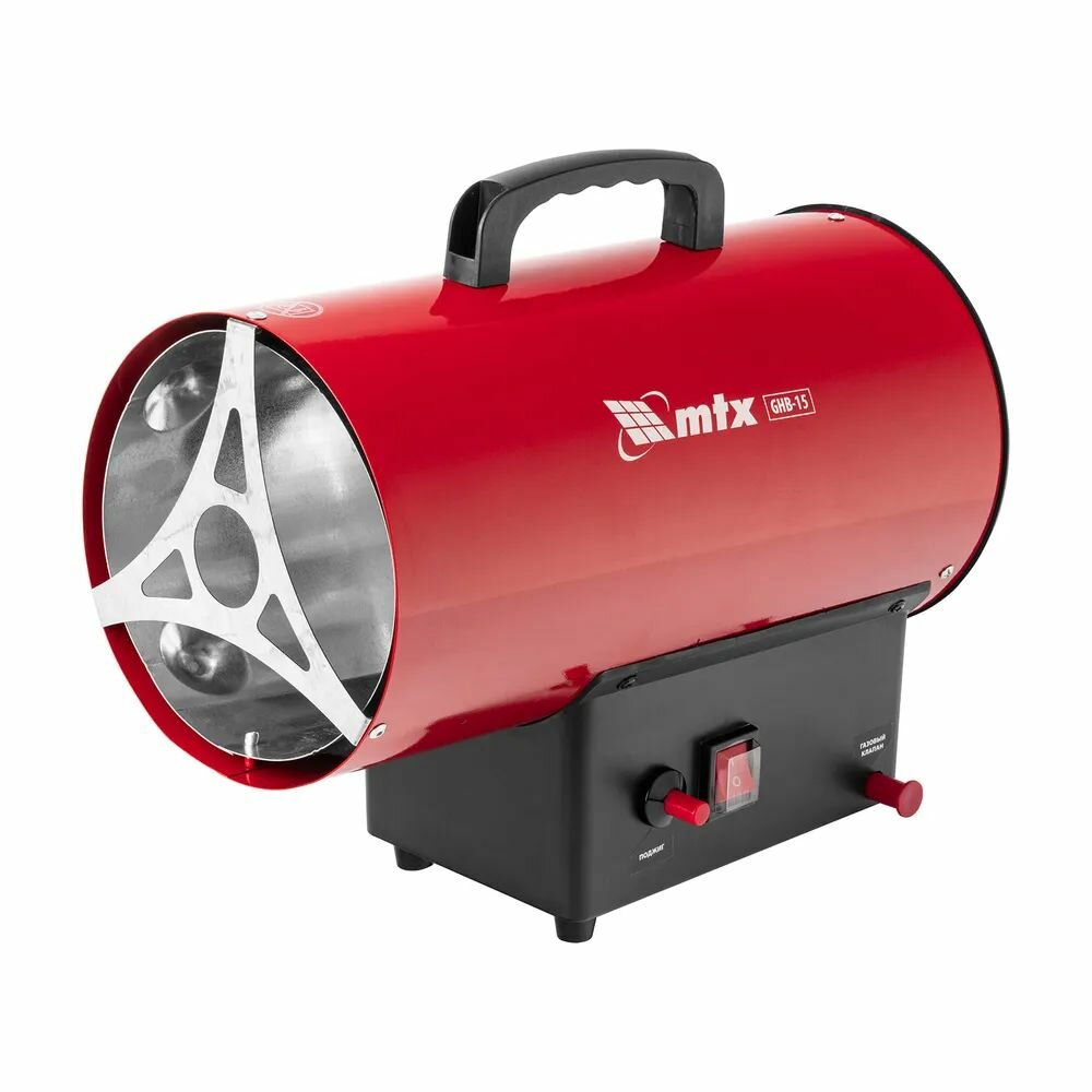 Газовая пушка тепловая MTX GHB-15 15 кВт мощность и 320 м3/ч воздушный поток пьезоэлемент пропан-бутан 98805