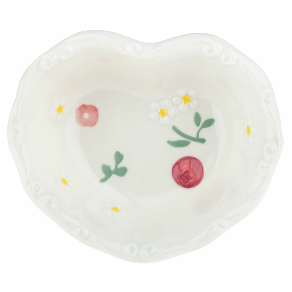 "Безе" "Черника" Салатник керамический 420мл, 16,5х13,8х6см, фигурный, форма "сердце" цветной декор, с ободком