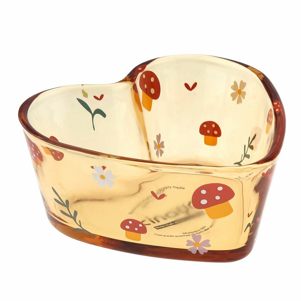 Машины мечты" Салатник стеклянный 280мл, медовый, форма "сердце