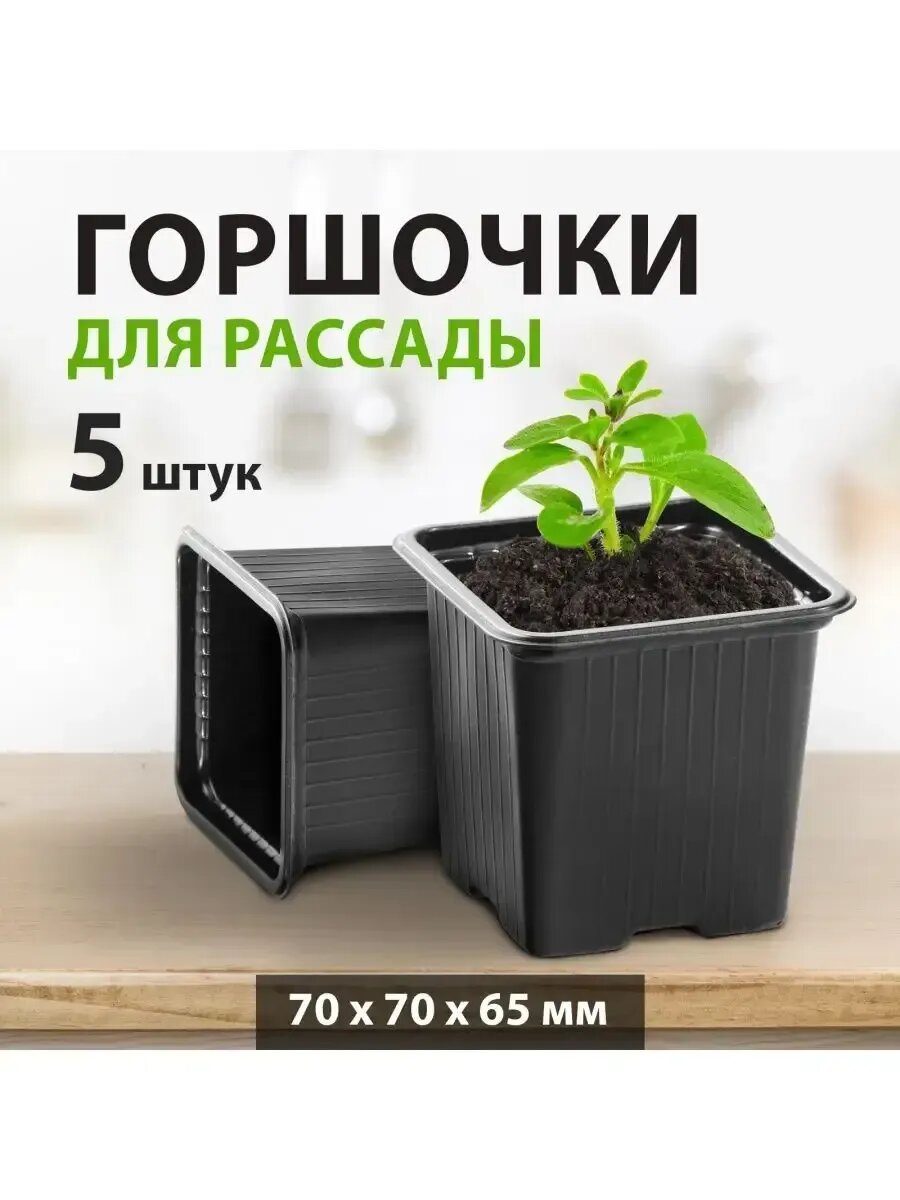 Горшки для рассады 70 х 70 х 65 мм полистирол 5 шт 64344