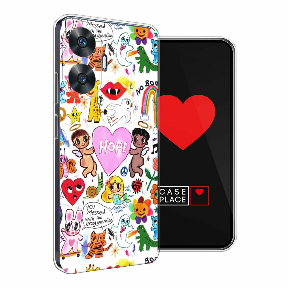 Силиконовый чехол на Realme C55 / Реалми C55 с принтом "Милые рисунки" — фото 1