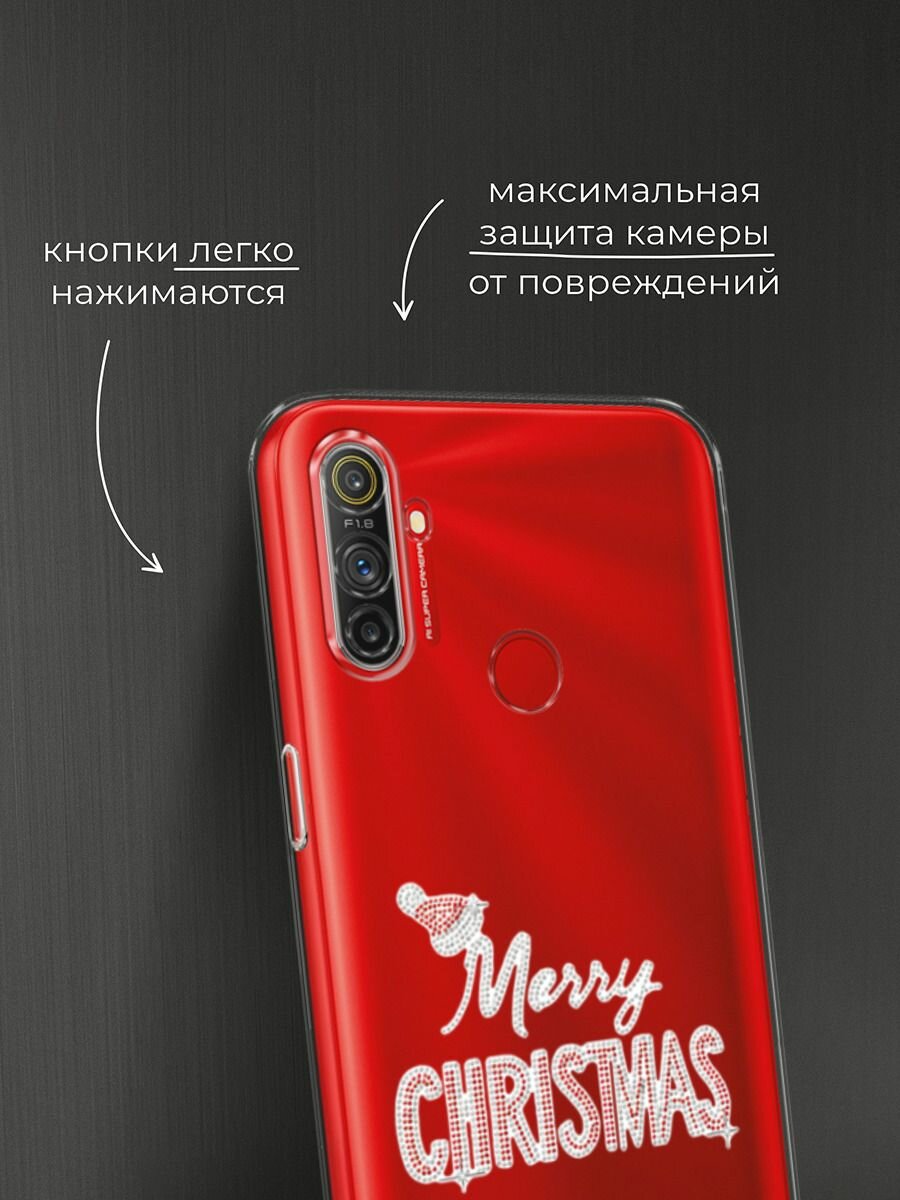 Чехол на Realme C3 / Реалми C3 с принтом "Merry christmas" — фото 1