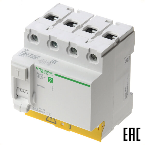 Устройство защитного отключения Schneider Electric Resi9 R9R51425 (тип АС) 25А-30мА 400В 4P 60кА