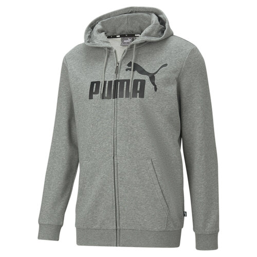 фото Толстовка puma essentials big logo full-zip men's hoodie, размер xs, серый