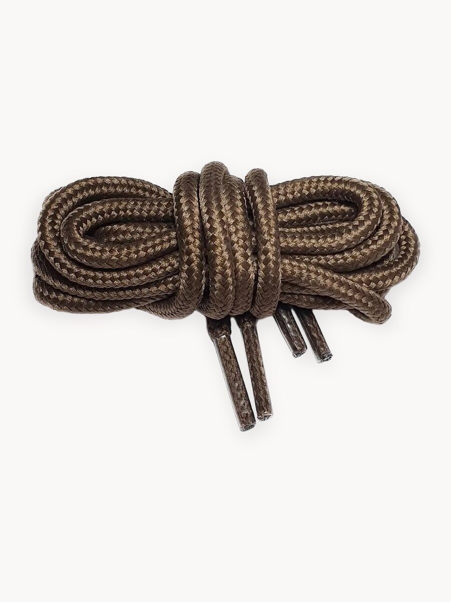 Шнурки для обуви LENKO коричневые круглые 100 см, 4,5 мм, 1 пара, полиэстер