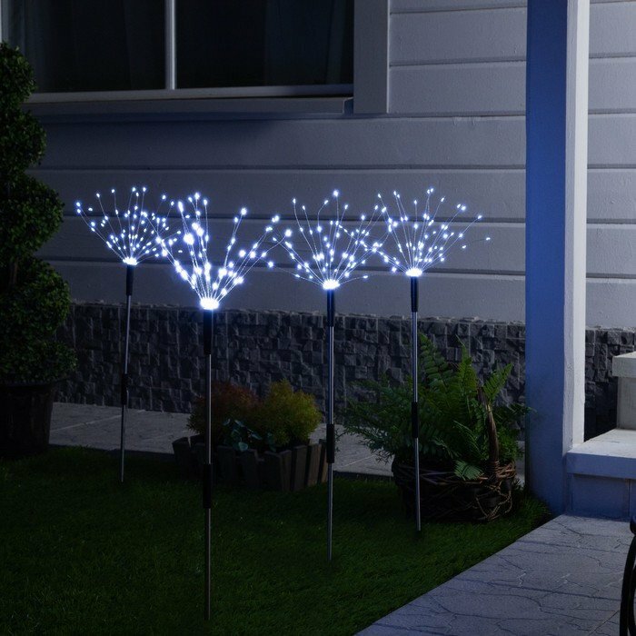 Садовый светильник на солнечной батарее «Одуванчики» 4 шт 78 см 320 LED свечение белое