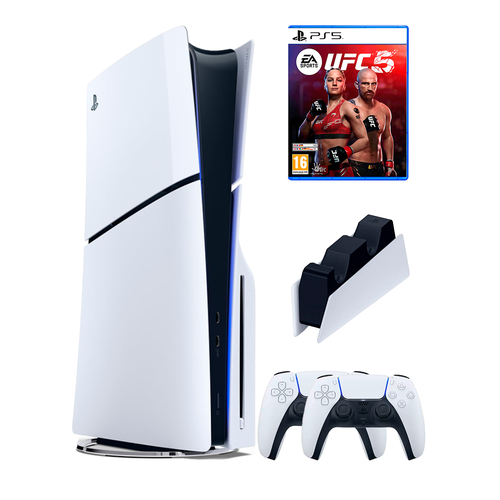 PS5 (ПС5) Игровая приставка Sony PlayStation 5 Slim disc + 2-й геймпад + зарядное + игра UFC 5