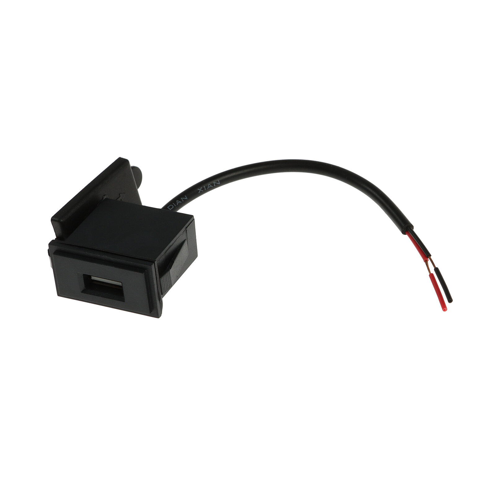 Разъём USB с заглушкой, 2 pin, 0,5 А,5 В, чёрный, провод 12,5 см