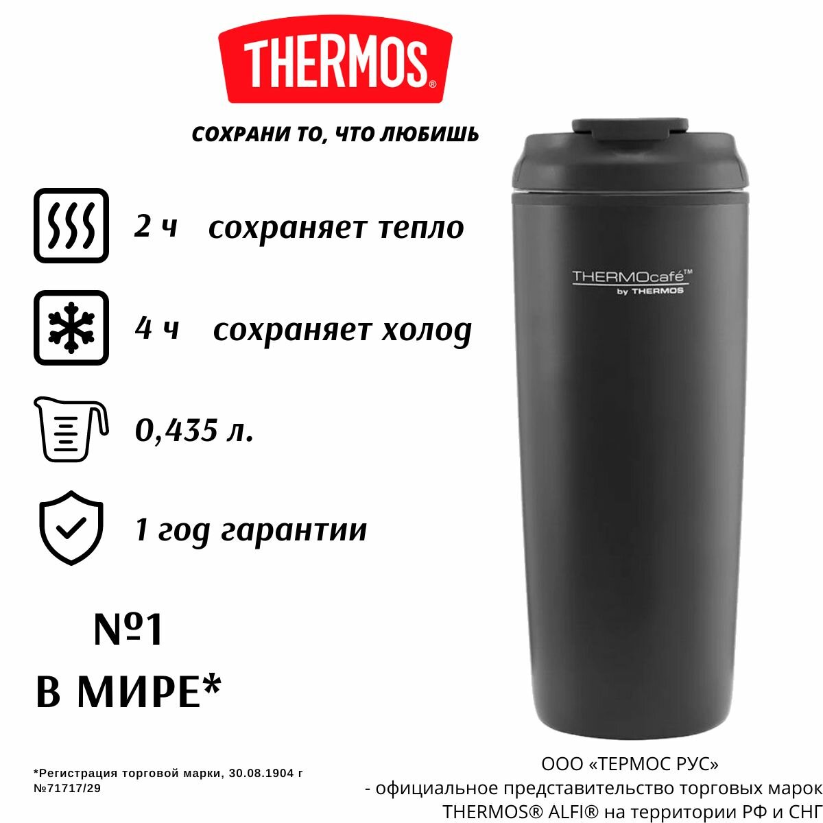 Термокружка THERMOcafe by THERMOS CITY MUG-435 0,43л - термос для чая, термокружка автомобильная для кофе