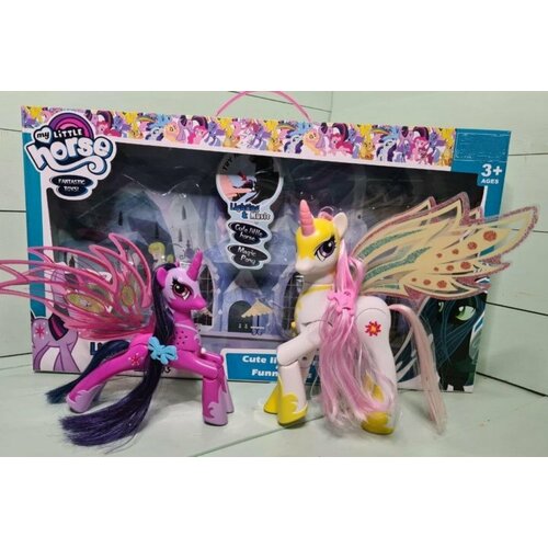 Набор фигурок пони единорожки Принцесса Селестия и Пинки Пай музыкальный Пони Фигурка пони единорожка игрушка 1999₽
