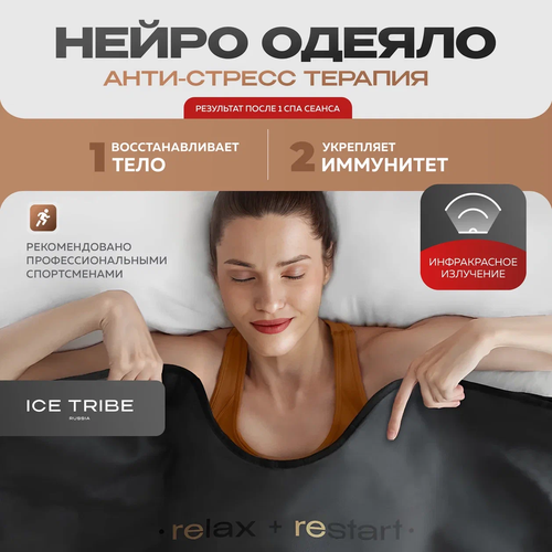 Инфракрасная сауна, спа - одеяло для термотерапии, черное 180*180 см от ICETRIBE