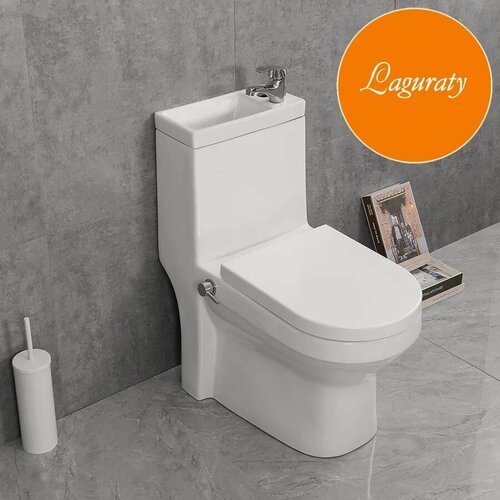 Изображение товара Напольный унитаз Laguraty со встроенным биде раковиной на бачке и смесителем (Комбоунитаз) 8074 AC