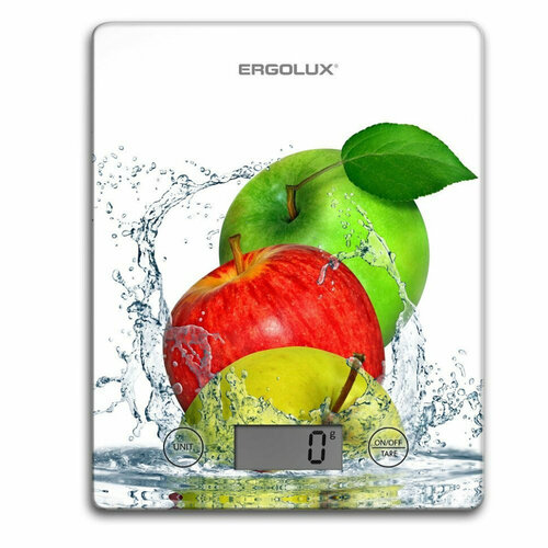 Весы кухонные ERGOLUX ELX-SK02-С01 белые, яблоки весы кухонные ergolux elx sk02 с01 яблоки